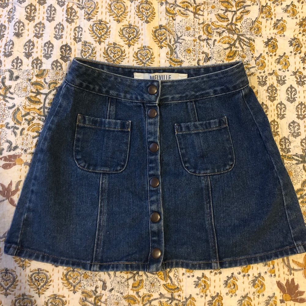 Brandy Melville dark wash denim skirt.